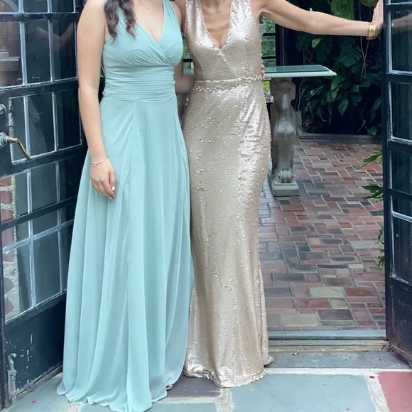 Lulu’s Blush Pink Sequins Long Maxi Dress Wedding Formal Tank Sleeveless - Picture 2 of 8